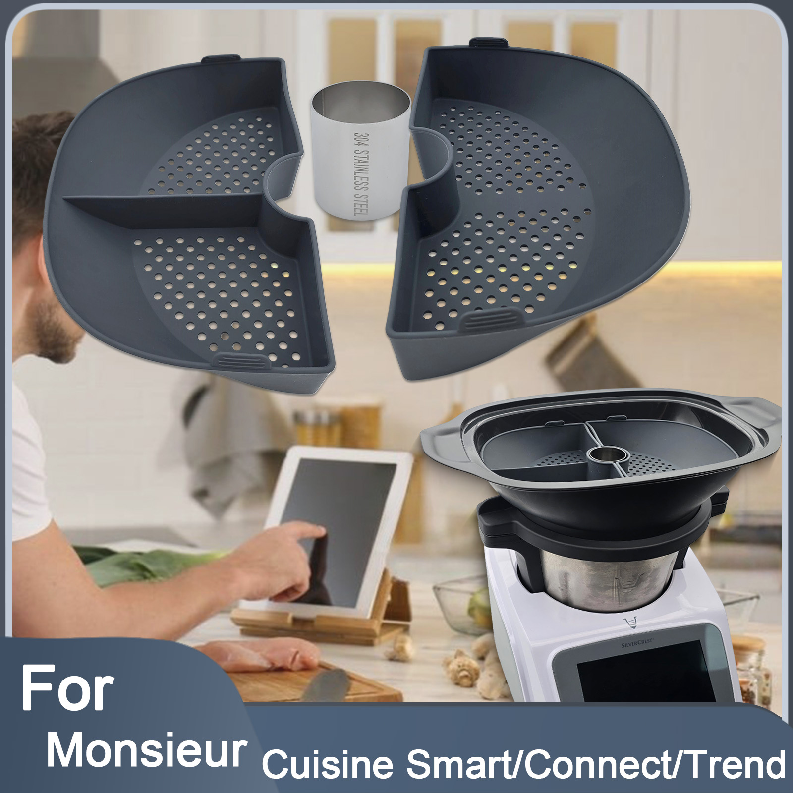Silicone Steamer Basket - Pembagi Keranjang Pengukus Silikon untuk Monsieur