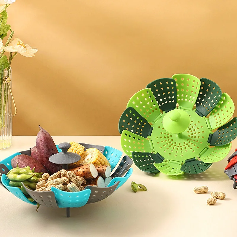 Silicone Steamer Basket - Rak Pengukus Makanan Lipat Keranjang Makanan