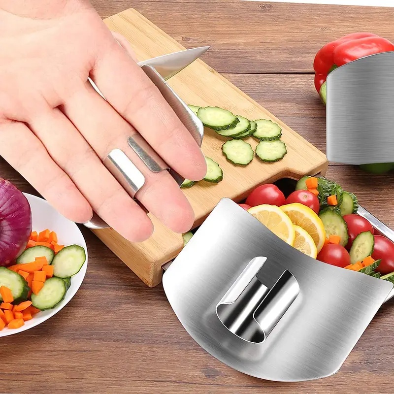 Kitchen Hand Gadgets - 1-6Pcs Pelindung Jari Stainless Steel Anti-Potong