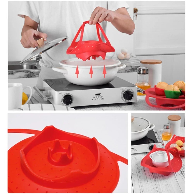 Keranjang Pengukus dengan Ekst - Silicone Steamer Basket ulasan dan harga