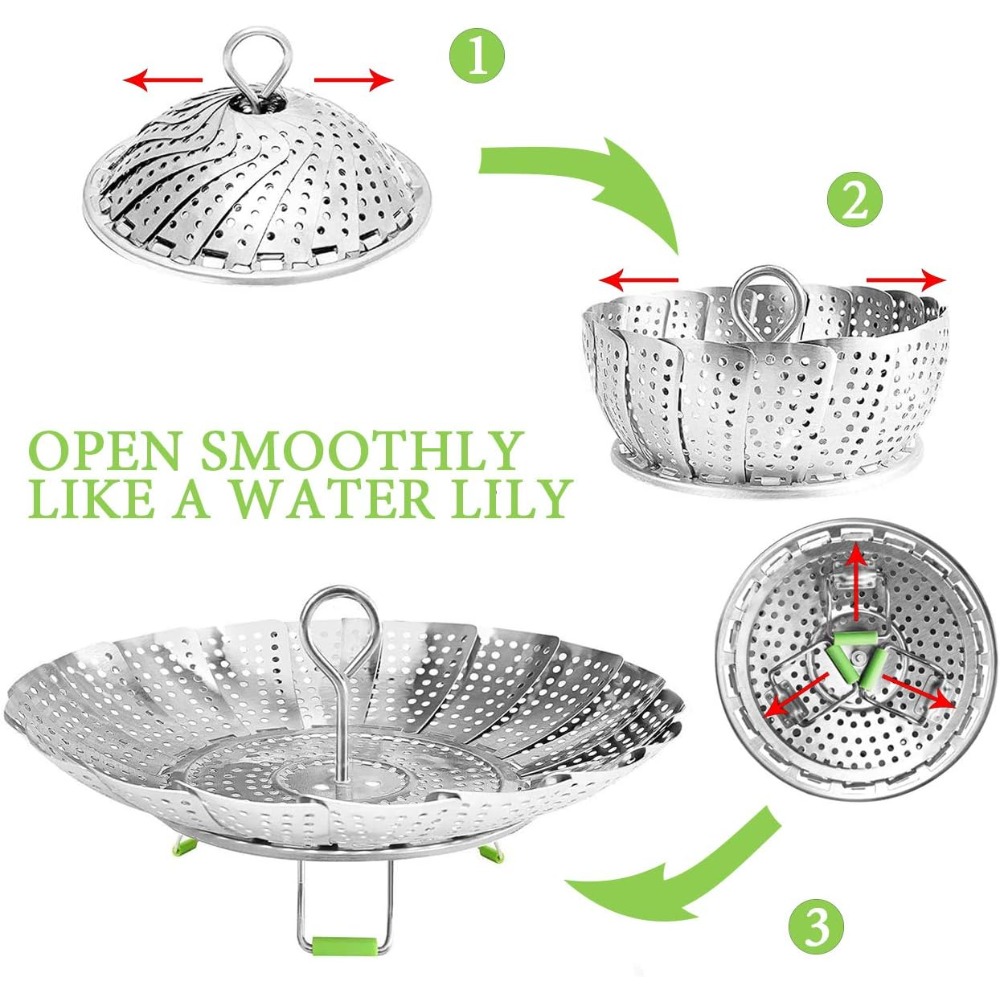 Keranjang Pengukus Baja Tahan  - Silicone Steamer Basket ulasan dan harga