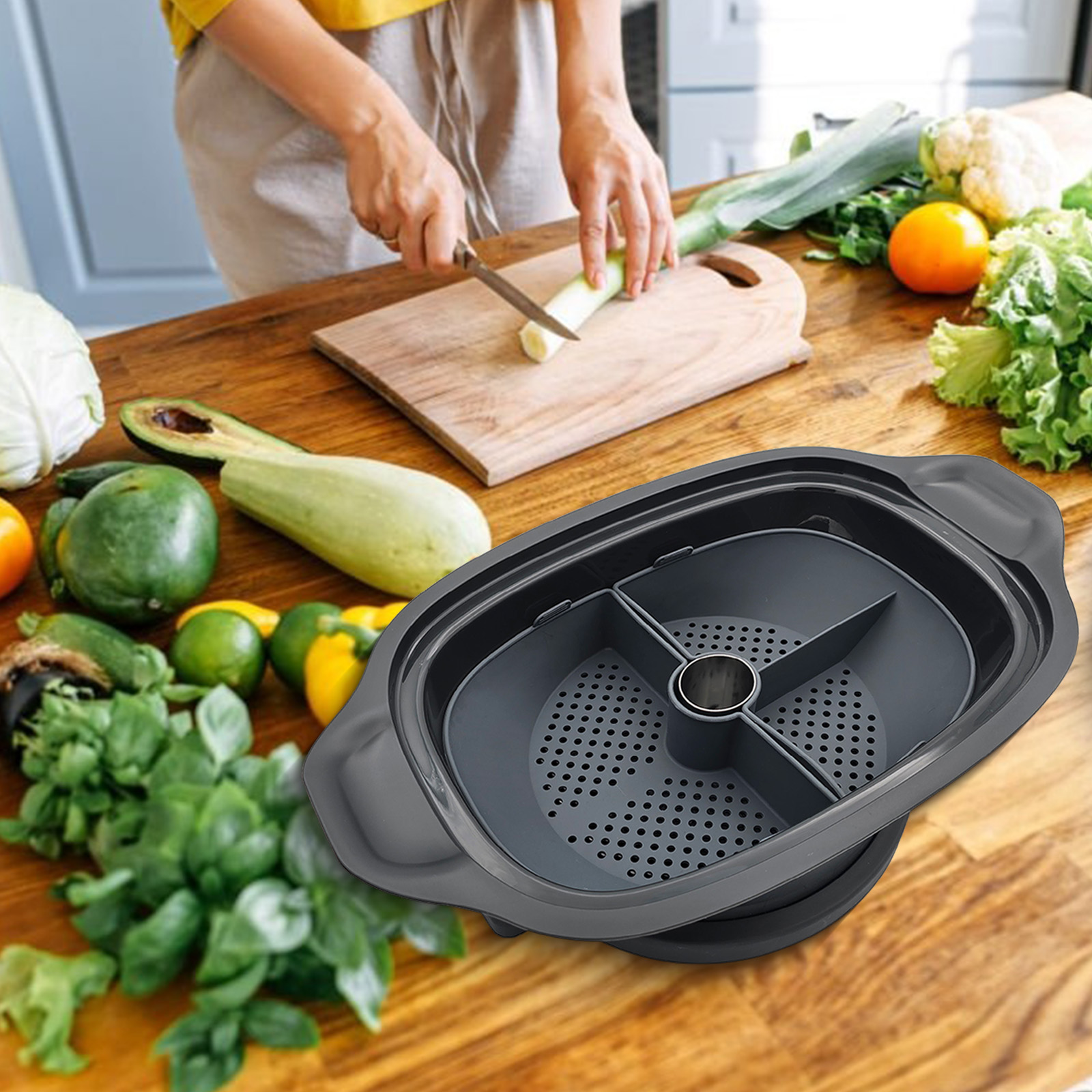 Pembagi Keranjang Pengukus Sil - Silicone Steamer Basket ulasan dan harga