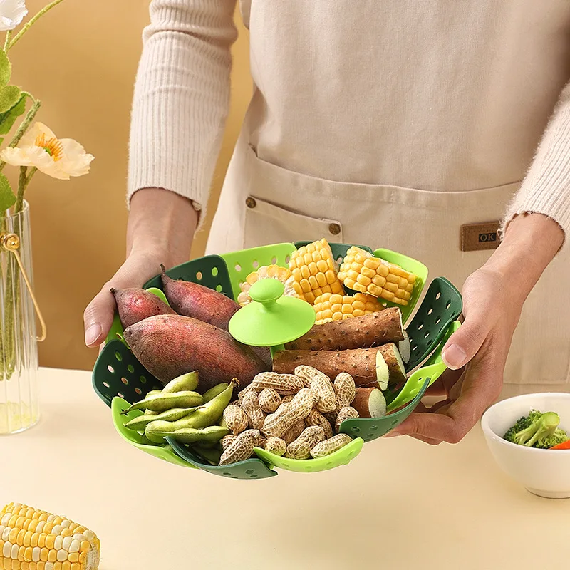 Rak Pengukus Makanan Lipat Ker - Silicone Steamer Basket ulasan dan harga